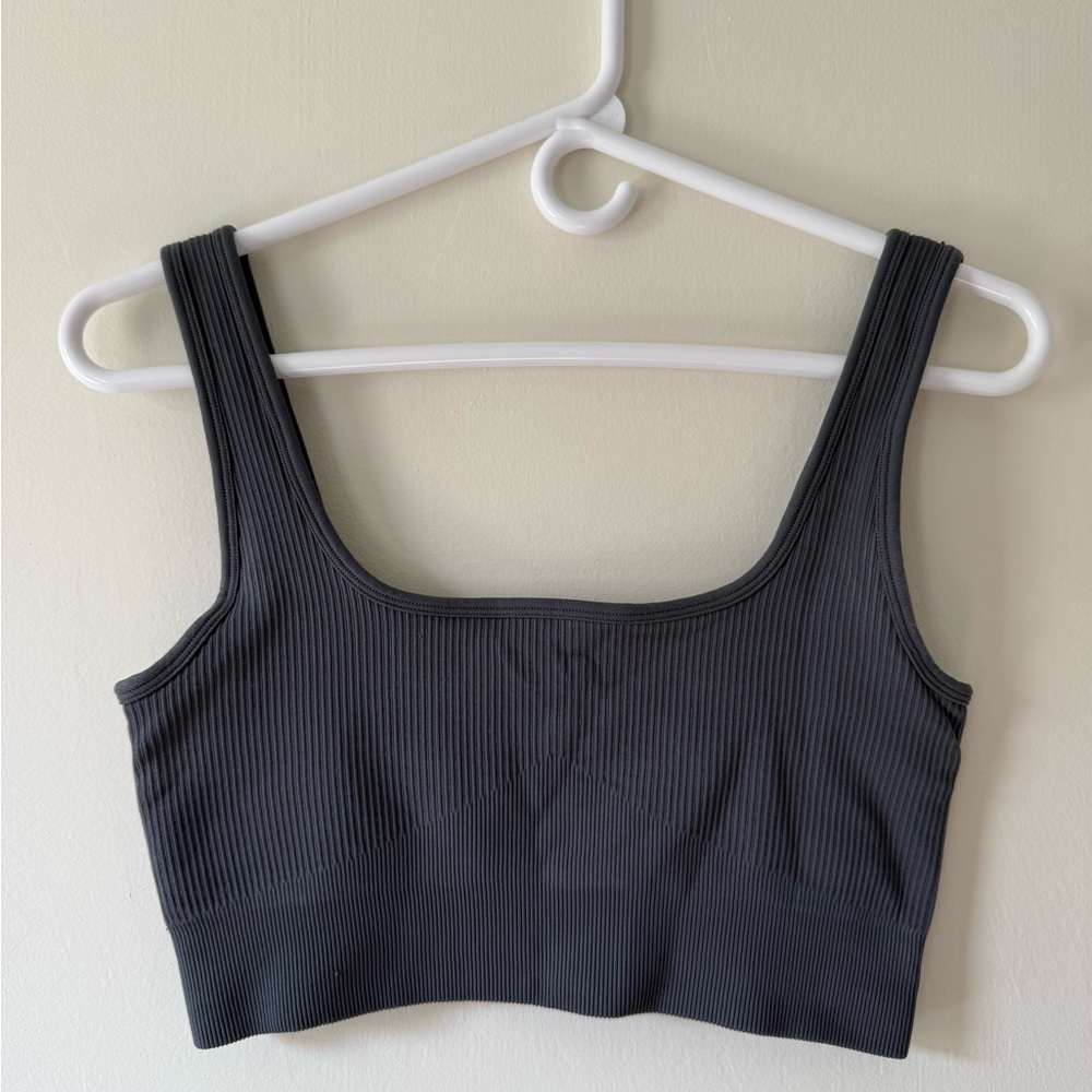 Gray Ribbed sports top